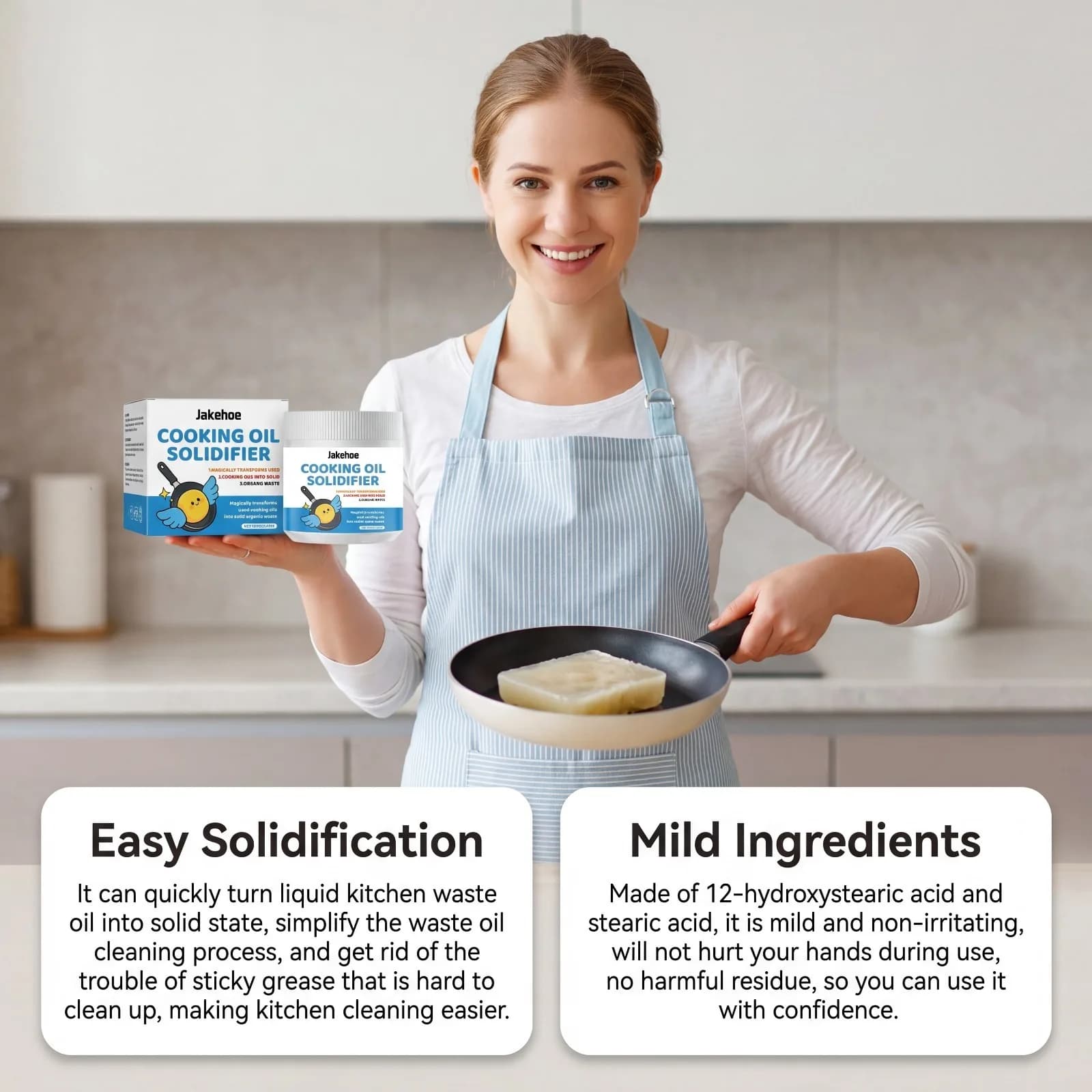 Poudre solidifiante pour huile de cuisson : Empêche les canalisations de se boucher, transforme l'huile usagée de friteuse en déchets solides pour la maison, les restaurants et le nettoyage écologique