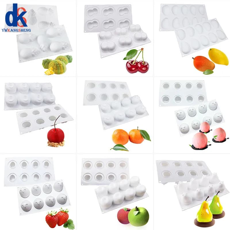 Moule à gâteau en Silicone, série ananas, poire, pêche, fruits, mangue, Orange, Mousse de cuisson, fraise, Dessert français, 1 pièces