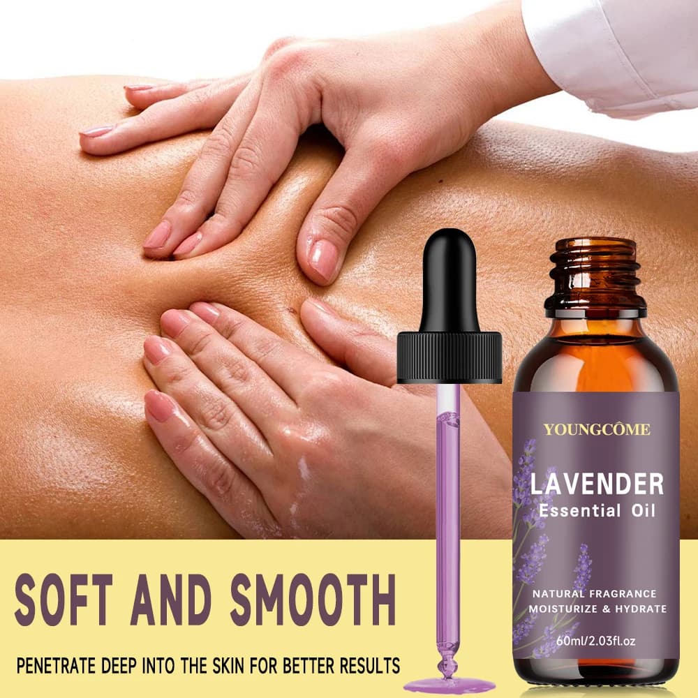 Huile de lavande biologique 40/60 ml pour cheveux et visage – Peau sèche hydratante, formule anti-acné, sans cruauté et végétalienne, 1/4 ensemble facile à utiliser