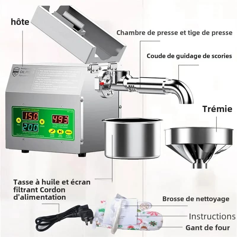 Presse à huile domestique intelligente en acier inoxydable