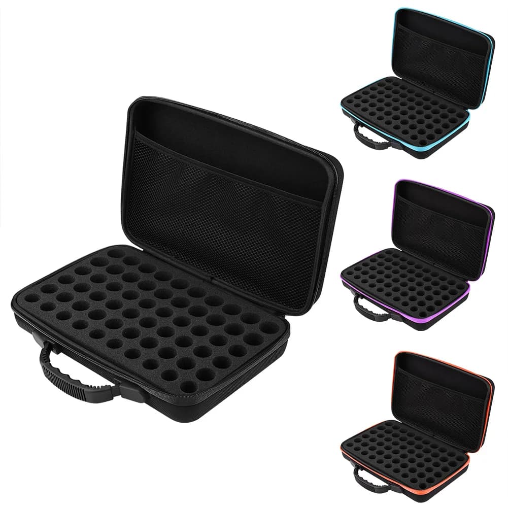 Organisateur de stockage extérieur à coque rigide, mallette de transport d'huile essentielle, étui à coque rigide 60 bouteilles adapté aux bouteilles 5ml 15ml