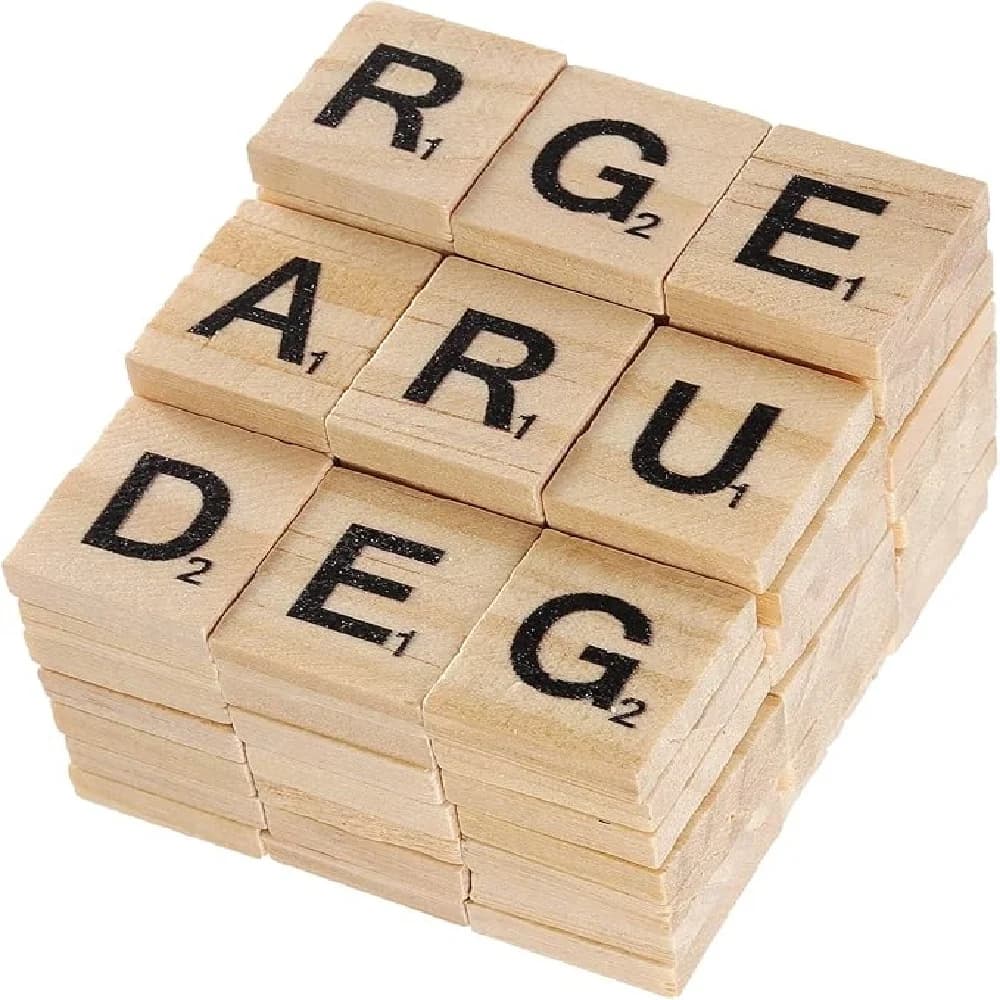 100 pièces de tuiles de Scrabble en bois, lettres en bois pour artisanat, décoration DIY, et sous-verres en bois pour l'orthographe