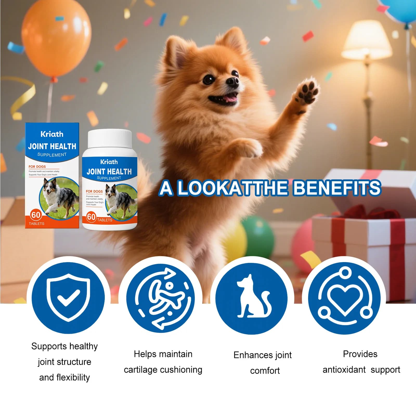 Complément alimentaire pour chiens PetFlex pour les articulations, formule nourrissante, améliore la flexibilité, protège le cartilage, soulage l'inconfort des animaux de compagnie