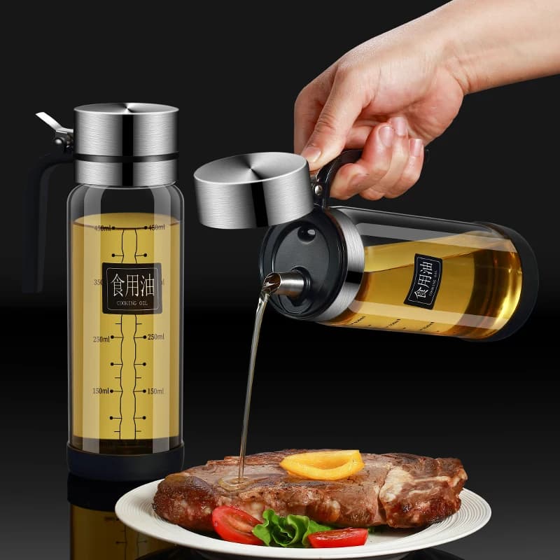 Bouteille d'huile en verre avec couvercle rabattable, pot d'huile étanche, sauce soja de cuisine précieuse, pots de vinaigre HI, ensemble d'outils d'assaisonnement, ménage