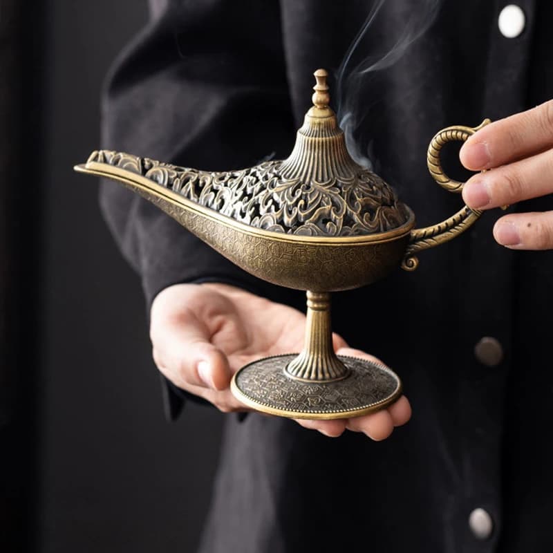 Brûleur d'encens en métal de style antique, porte-bougie parfumée ou non parfumée, décoration d'intérieur, cadeau, brûleur d'encens arabe