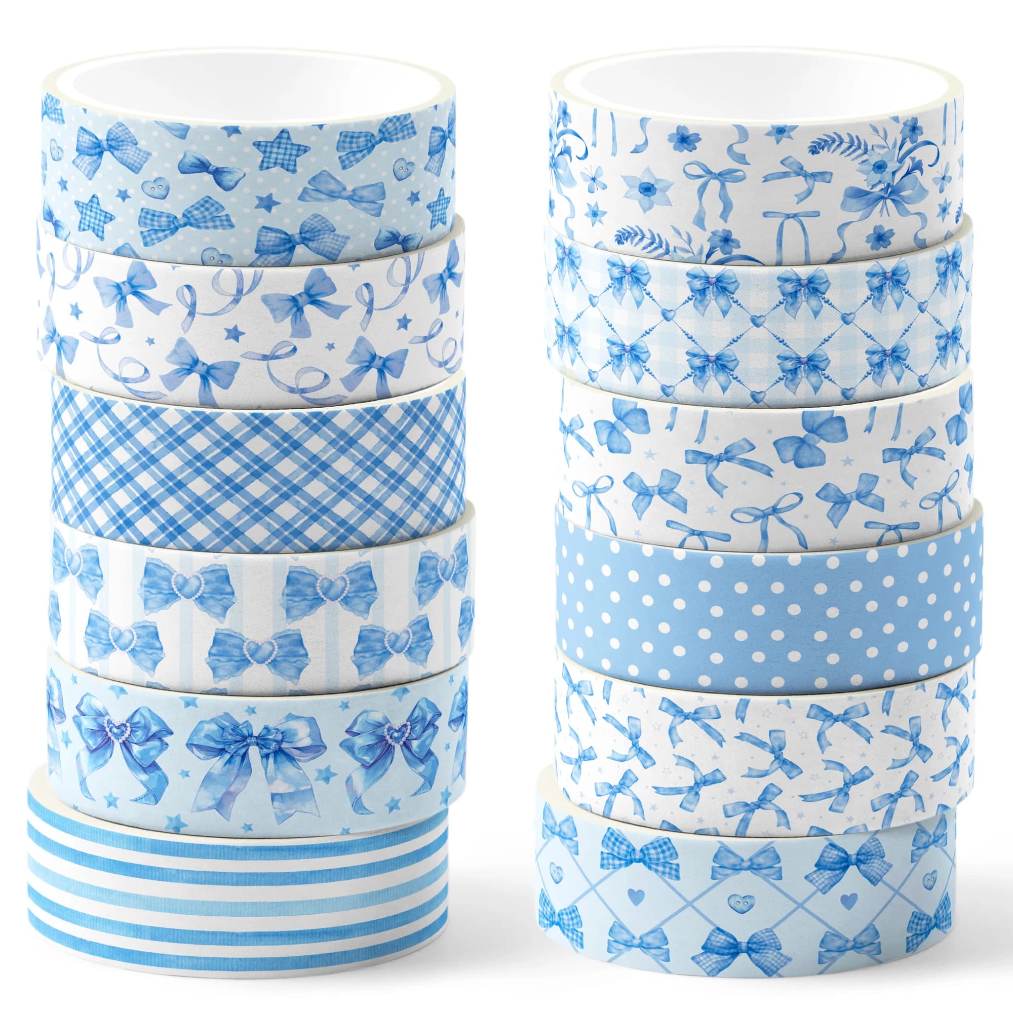 Lot de 12 rouleaux de ruban Washi bleu