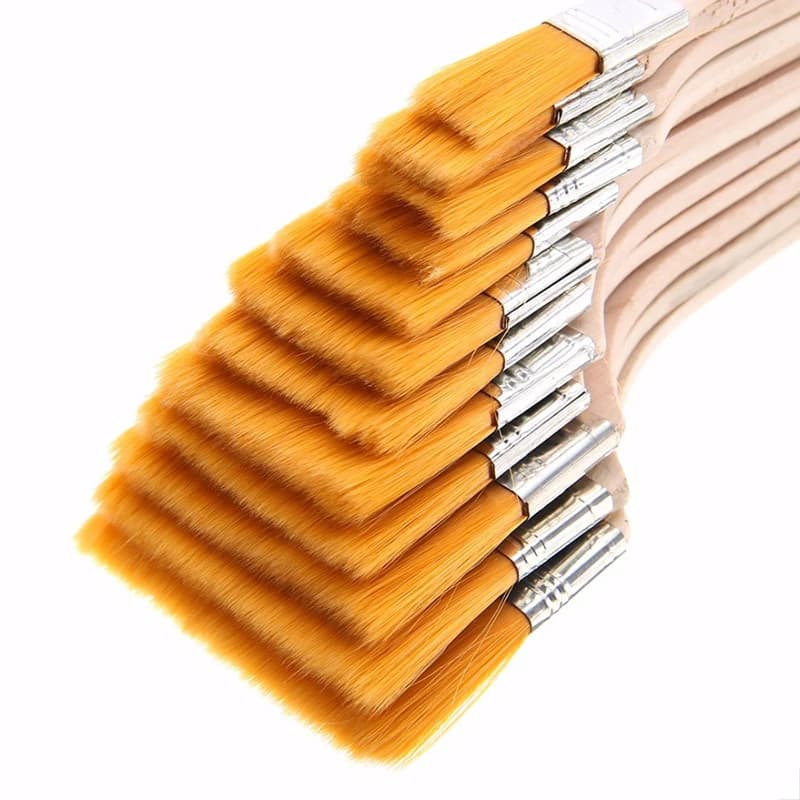 Brosse à récurer les cheveux en nylon, pinceau pour peinture à l'huile, pinceau pour barbecue, art de la peinture, facile à nettoyer, pinceau pour livres en bois, ensemble de 12 pièces