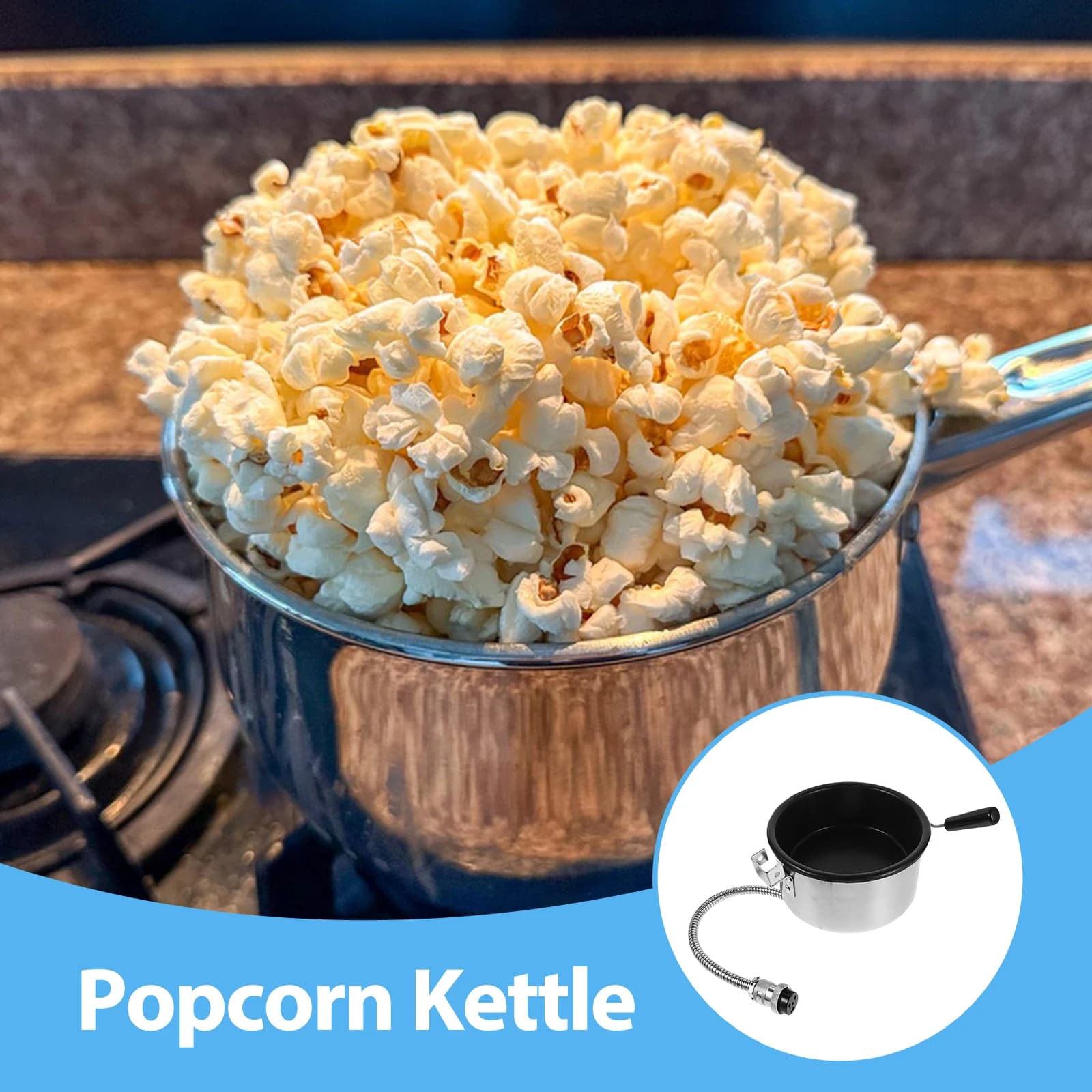 Pot à pop-corn de 8oz, revêtement antiadhésif, chauffage rapide, facile à nettoyer, bouilloire en aluminium de remplacement, pièces de Machine commerciale, accessoires