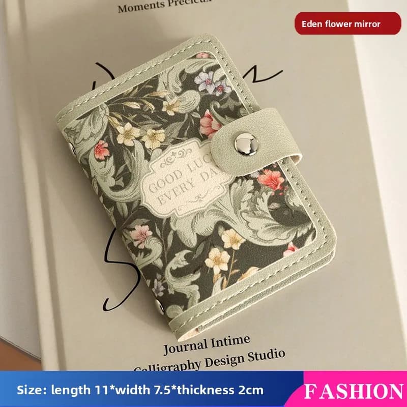 Nouveau porte-cartes à motif floral pour femmes, style vintage, porte-cartes bancaires et d'identité multi-emplacements, étui chic en cuir synthétique