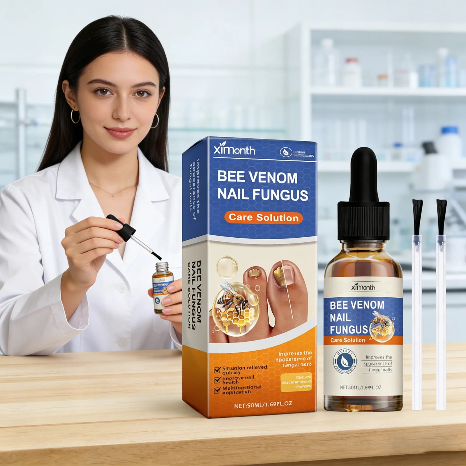 Solution de soin des ongles contre les mycoses, réparation de l'onychomycose, soin des ongles abîmés et fissurés des mains et des pieds, essence de soin des ongles 50ml