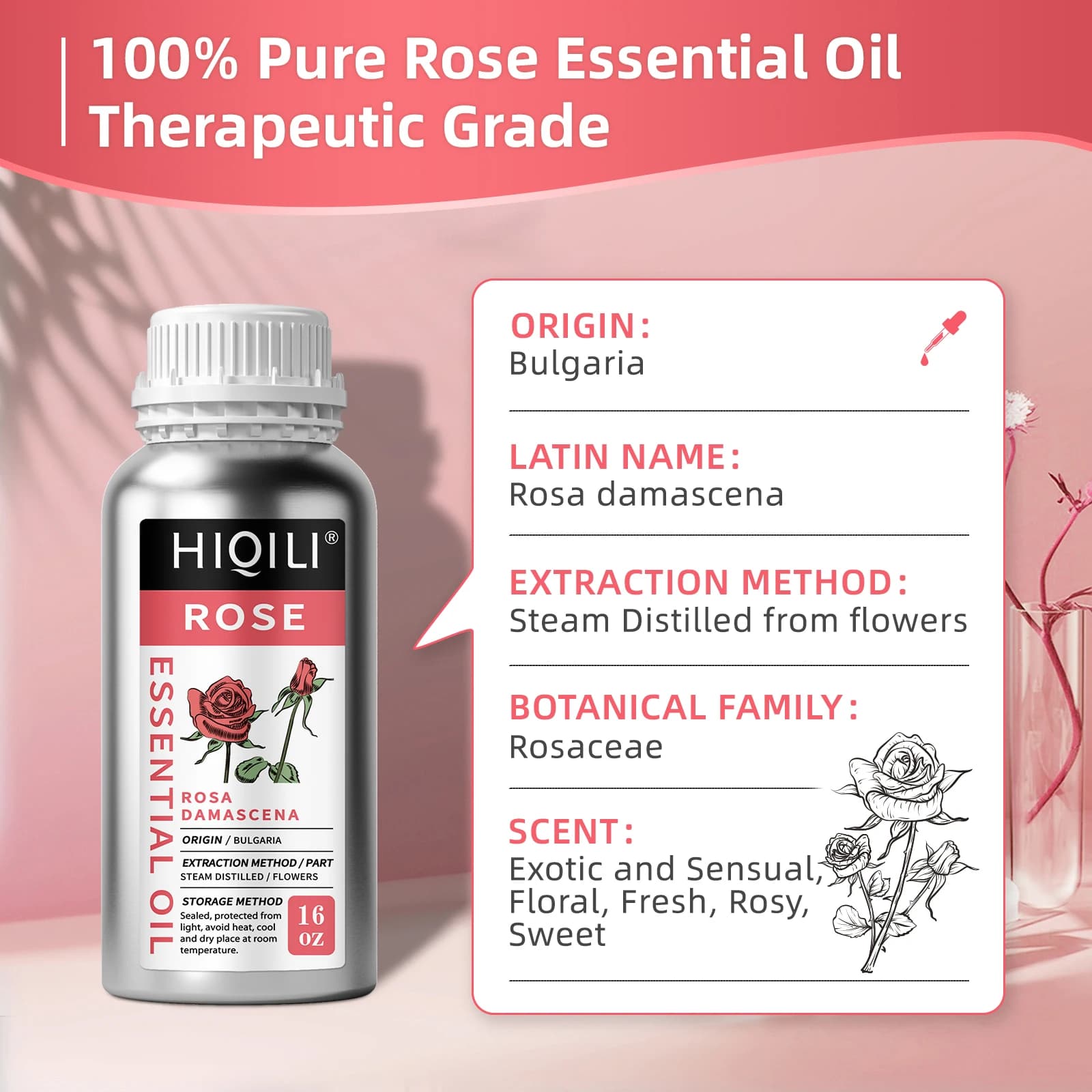 HIQILI 500ML & 1000ML huile essentielle de Rose
