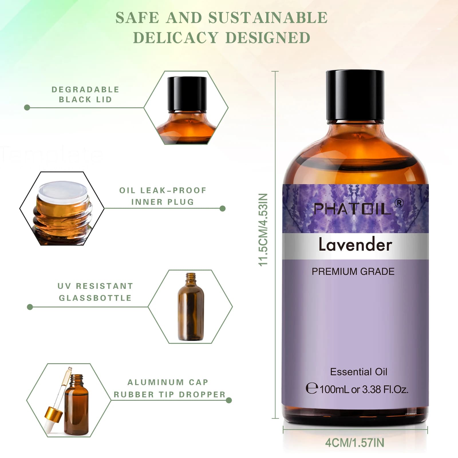 PHATOIL 100ml huiles essentielles naturelles pures pour diffuseur bougie faisant lavande jasmin vanille Eucalyptus arôme huile essentielle