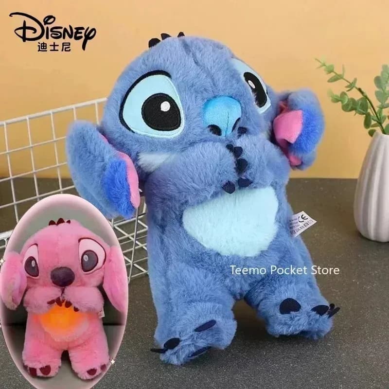 Lilo & Stitch – Poupée apaisante respirante, personnage d'anime Disney Kawaii, accessoires Stitch, décoration, compagnon de sommeil