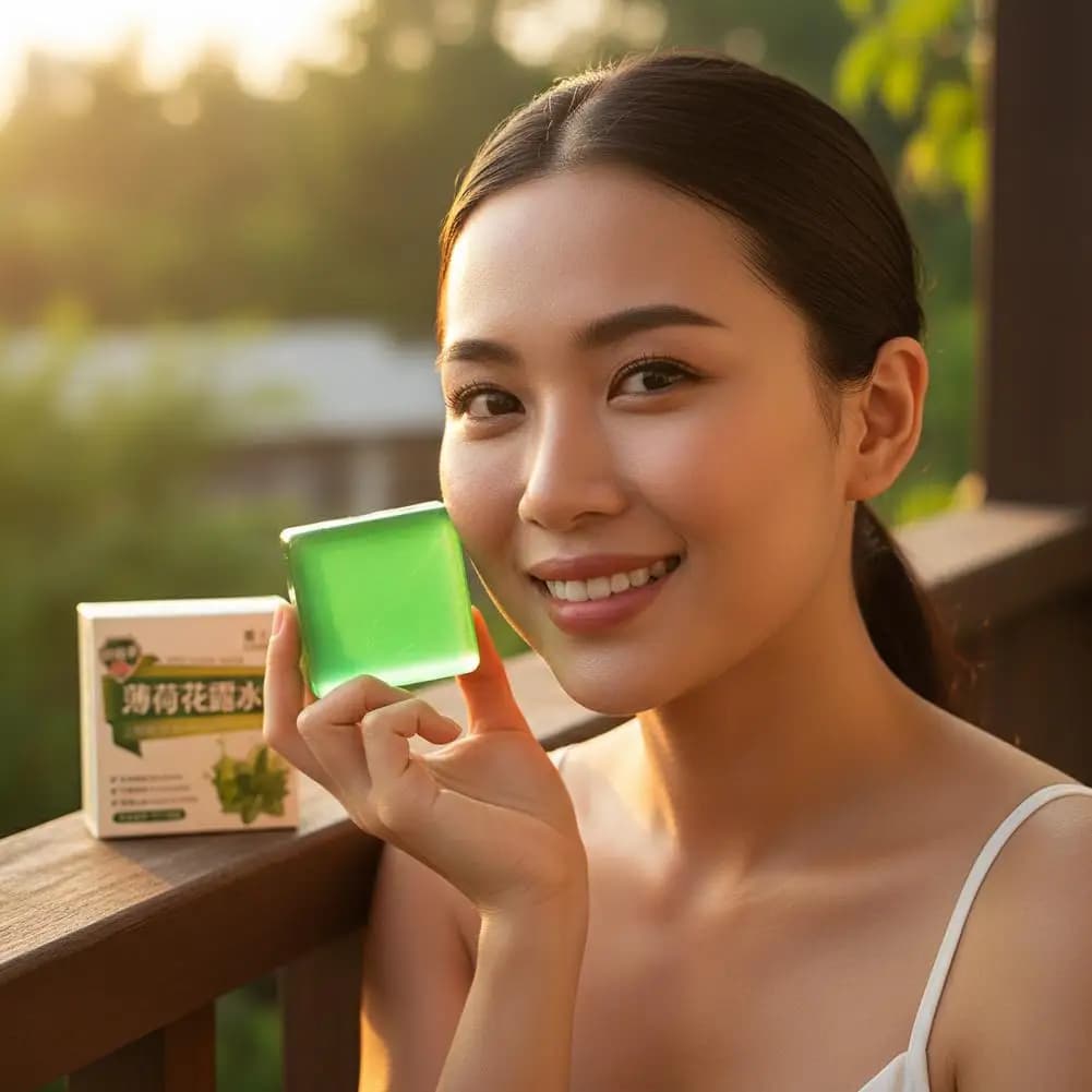 Savon nettoyant à l'huile essentielle de menthe, savon anti-démangeaisons à l'huile essentielle, savon pour le visage et le bain, hydratant, régulateur de sébum, apaisant