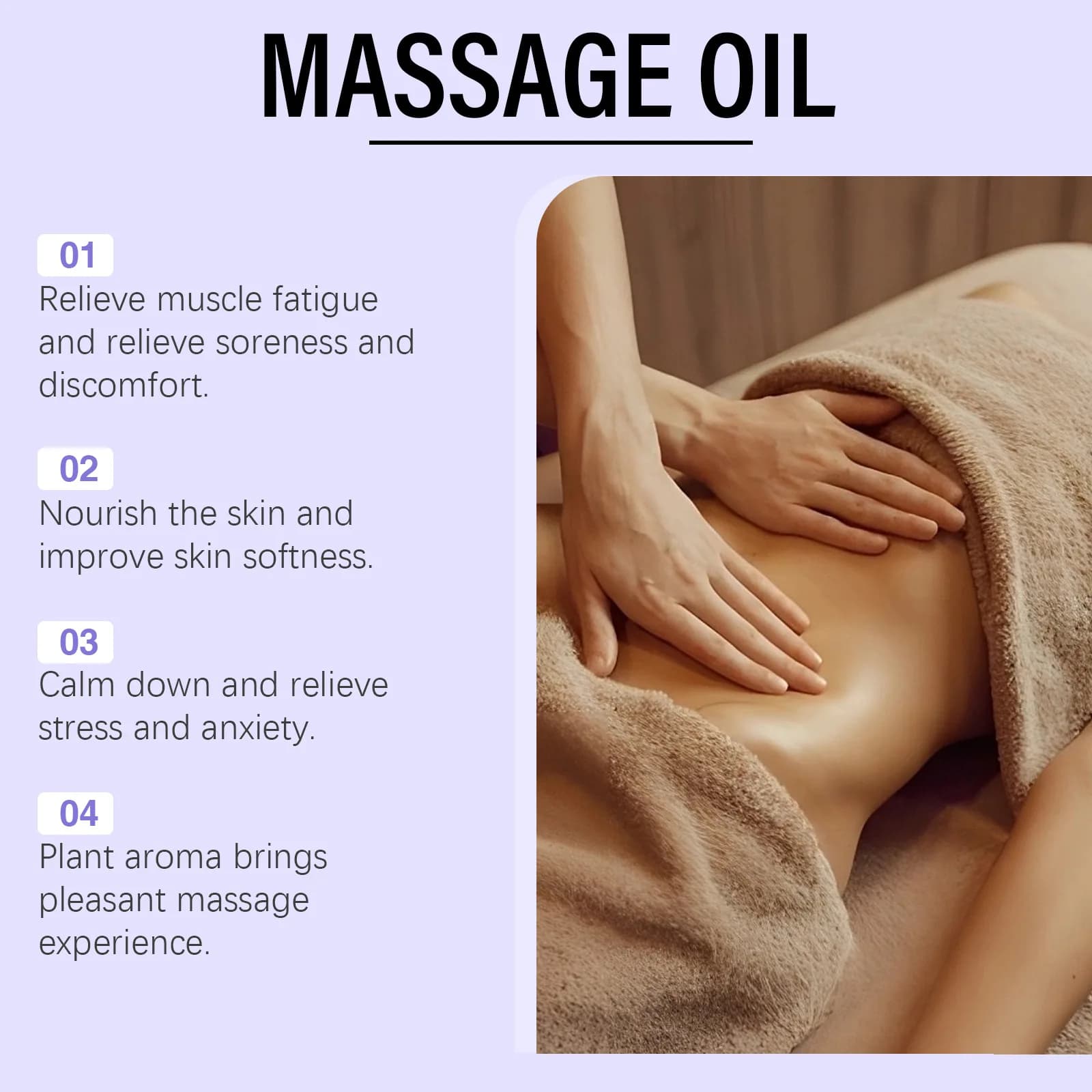 Huile de Massage relaxante à la lavande, hydratante pour le corps, lissante, douce, soulagement du Stress, douleurs musculaires, aide au sommeil, huile parfumée Gua Sha