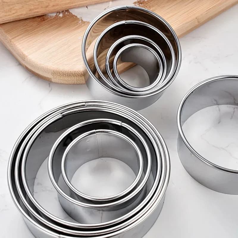 Moule à biscuits rond en acier inoxydable, 5 pièces, pour boulettes, coupe de peau, bricolage, pâtisserie, gâteau, outils de cuisson, Gadget de cuisine