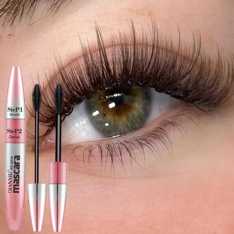 Mascara 2 en 1 imperméable longue durée, allongeant et recourbant, anti-bavures, double effet, cosmétiques de maquillage pour cils pour femmes
