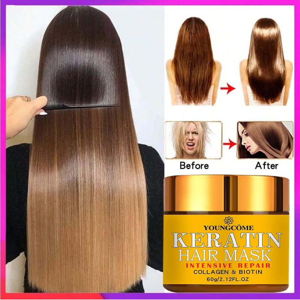 Masque capillaire réparateur, biotine, collagène, kératine, traitement des cheveux, après-shampooing, huile essentielle, nourrissant pour les cheveux secs et endommagés