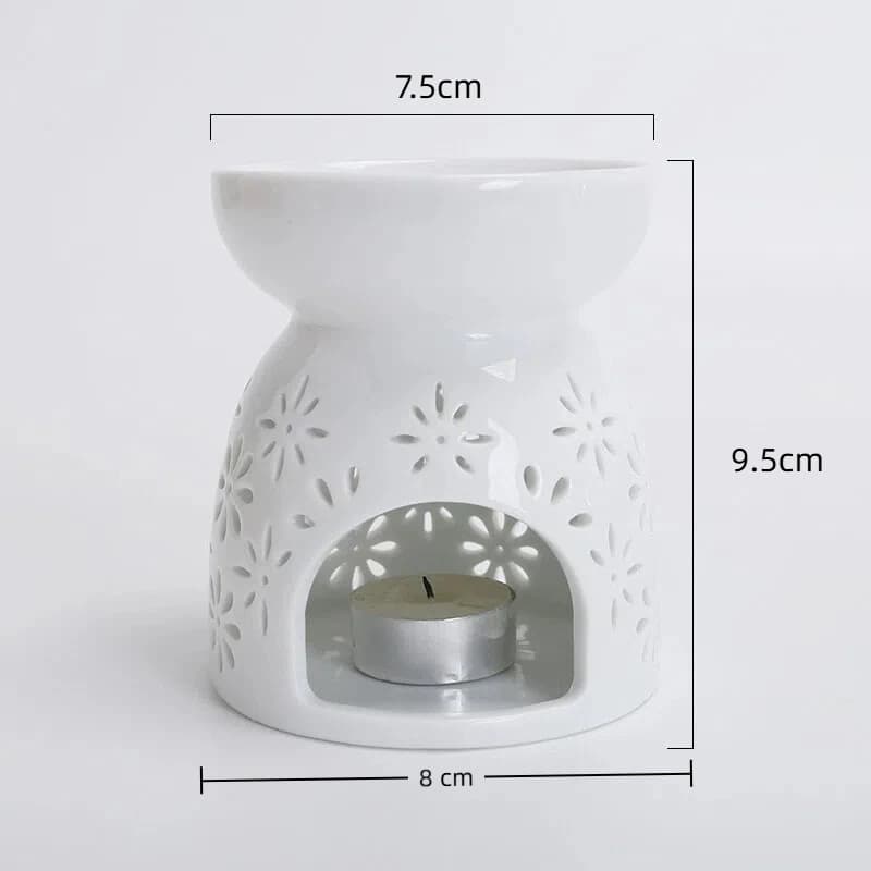 Brûleur d'huiles essentielles et diffuseur de parfum en céramique pour bougies chauffe-plat, lampe de nuit parfumée