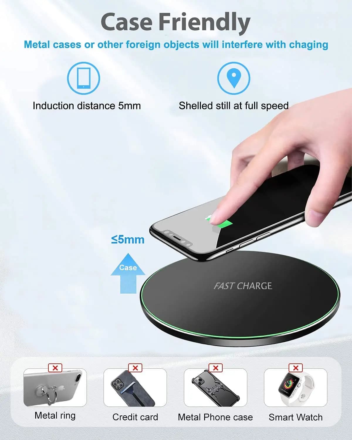 Chargeur sans fil 50W pour iPhone 14 15 16 17 Pro Xs Max Mini X Xr, support de charge rapide à induction pour Samsung S25 S26 S8 S9 S10 Note