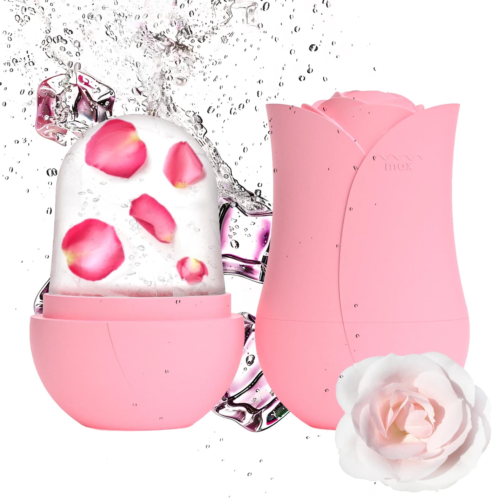 Rouleau de glace en forme de Rose pour le visage, masseur à compresse froide Portable et réutilisable pour éliminer les poches du visage du matin, utilisation facile, 1 pièce