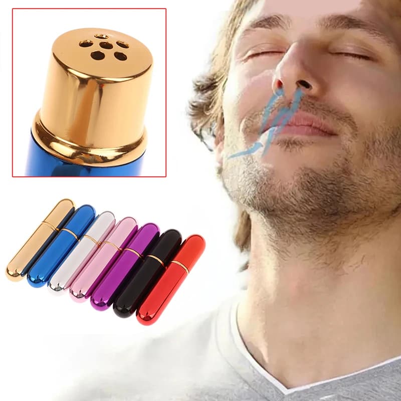Inhalateur Nasal Huiles Essentielles Aromathérapie Tube en Aluminium 5ml Rechargeable DIY Bien-être Relaxation Soulagement du Stress Naturel Portable