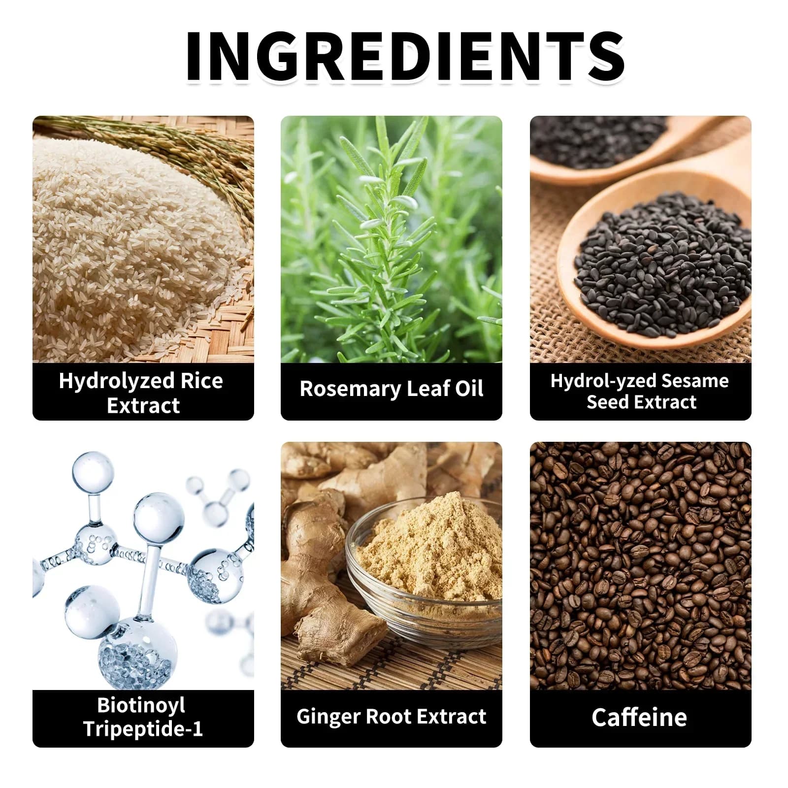 Sérum de croissance des cheveux au sésame noir avec extrait de gingembre et caféine 30ml Huile naturelle nourrissante