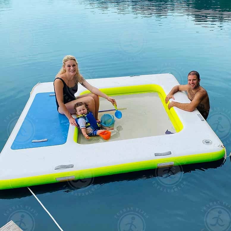 Deck Lounge Plate-forme de natation flottante 3 en 1