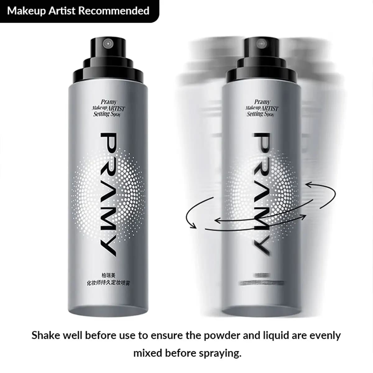Spray Fixateur de Maquillage Pramy 100ML, Anti-transfert et Contrôle du Sébum, Fini Non-Épaississant et Léger, Indispensable pour les Maquilleurs Professionnels