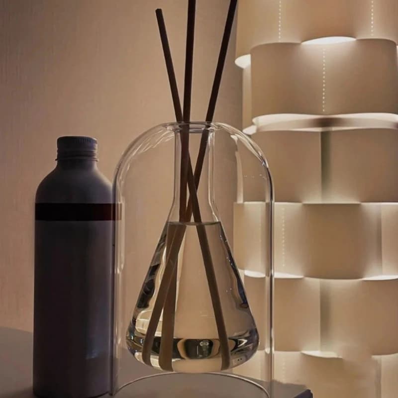 Bouteille diffuseur d'aromathérapie en verre pour huiles essentielles avec bâtonnets diffuseurs