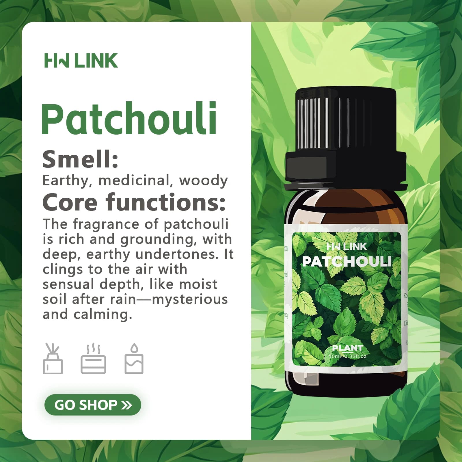 Huiles essentielles de patchouli, huile de Massage, soins de la peau, 100% naturel pur pour les soins capillaires, diffuseurs domestiques, peau, aromathérapie, parfums, 10ml