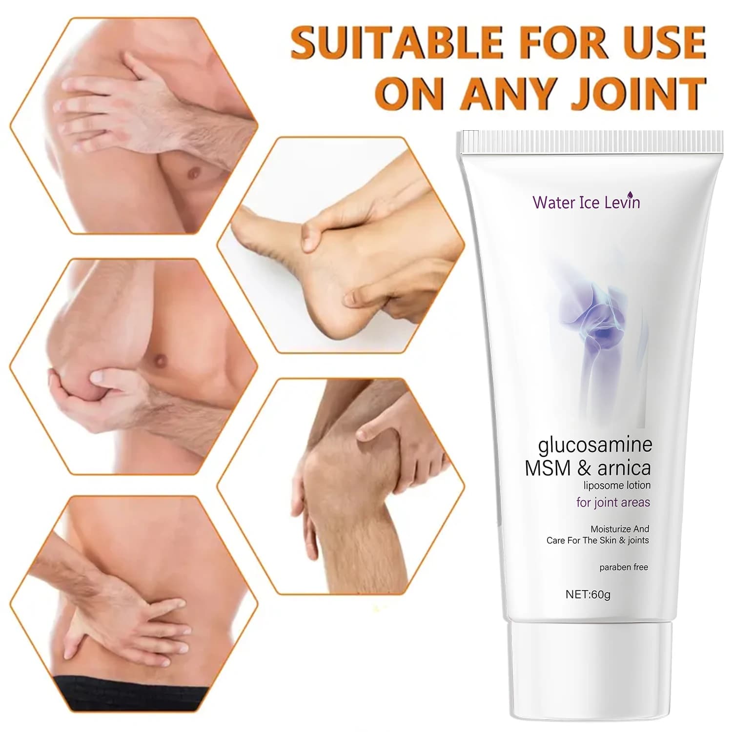 Lotion liposome crème pour articulations Glucosamine MSM & Arnica – Hydrate, nourrit et protège la peau et les articulations, formule sans paraben.