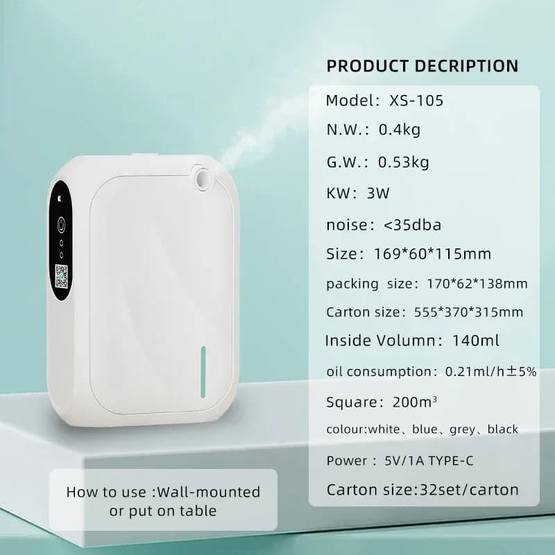 Diffuseur d'arôme à couverture 200m3, Machine avec contrôle par application Bluetooth, diffuseur de parfum mural, distributeur d'odeurs pour parfum domestique