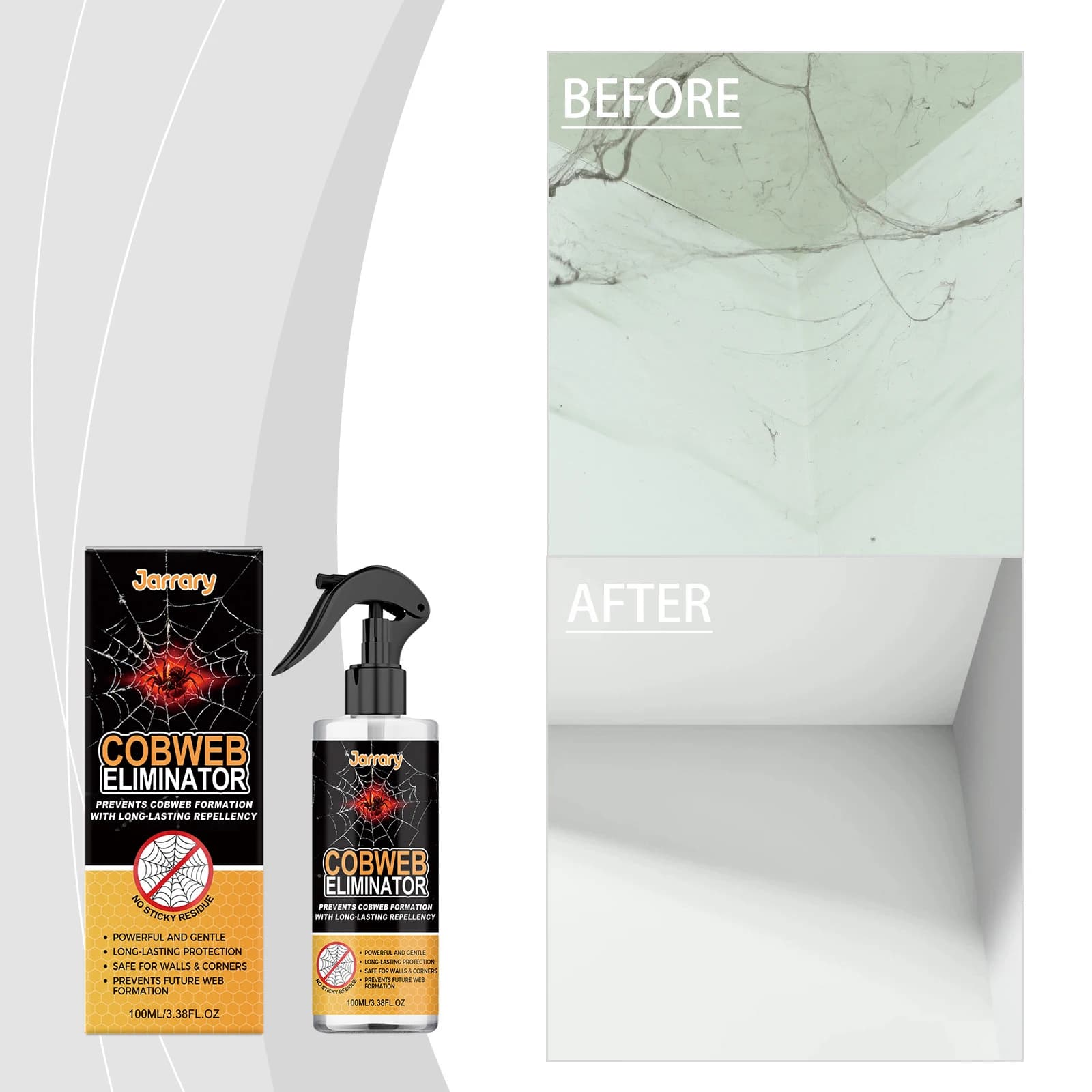 Spray répulsif anti-araignées longue durée 100 ml – Prévient la formation de toiles d'araignées – Liquide anti-araignées pour cuisine, garage et sous-sol