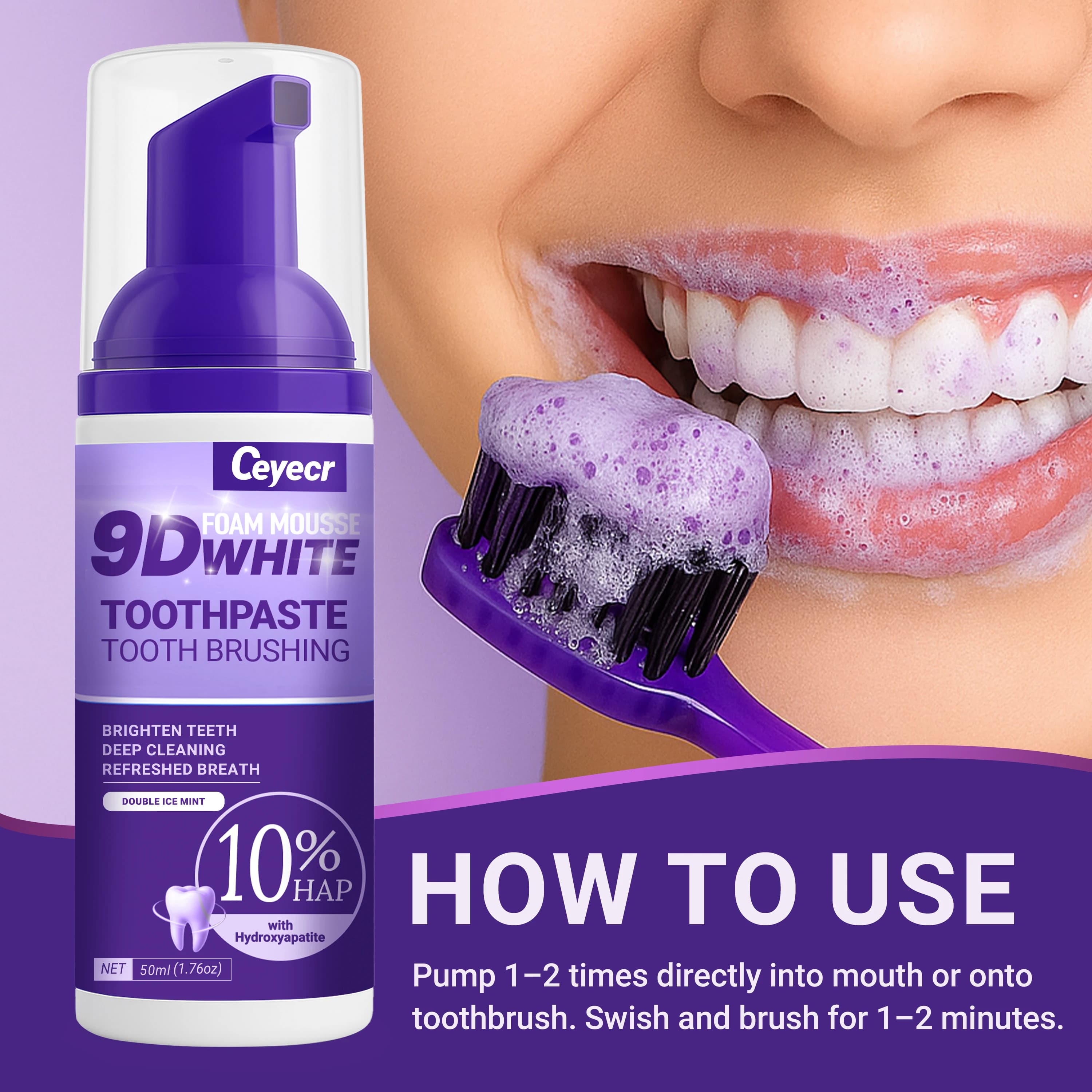 Dentifrice Mousse blanche 9D