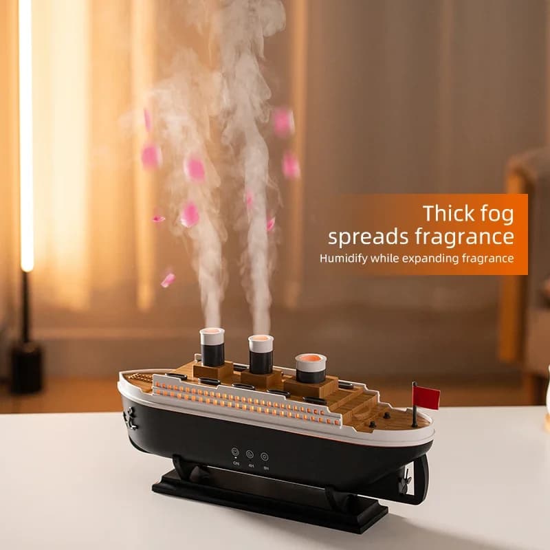 Humidificateur d'air de décoration de modèle de bateau Titanic, diffuseur d'huile essentielle de 250ml, anneau de fumée de méduse, diffuseur d'arôme en Spray pour la maison