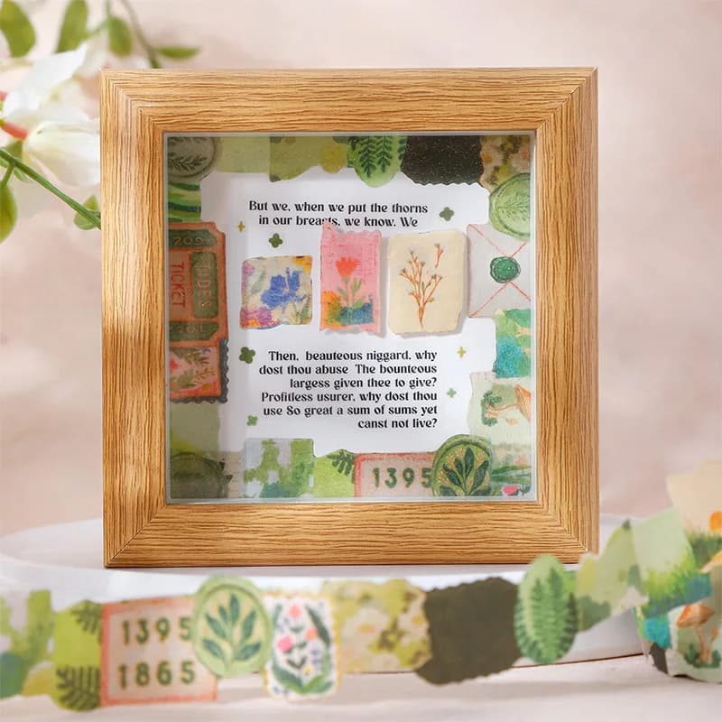 1 rouleau/2 rouleaux de ruban washi décoratif vintage en tissu, série Little Forest, pour journal et collage, 6 styles d'autocollants vintage
