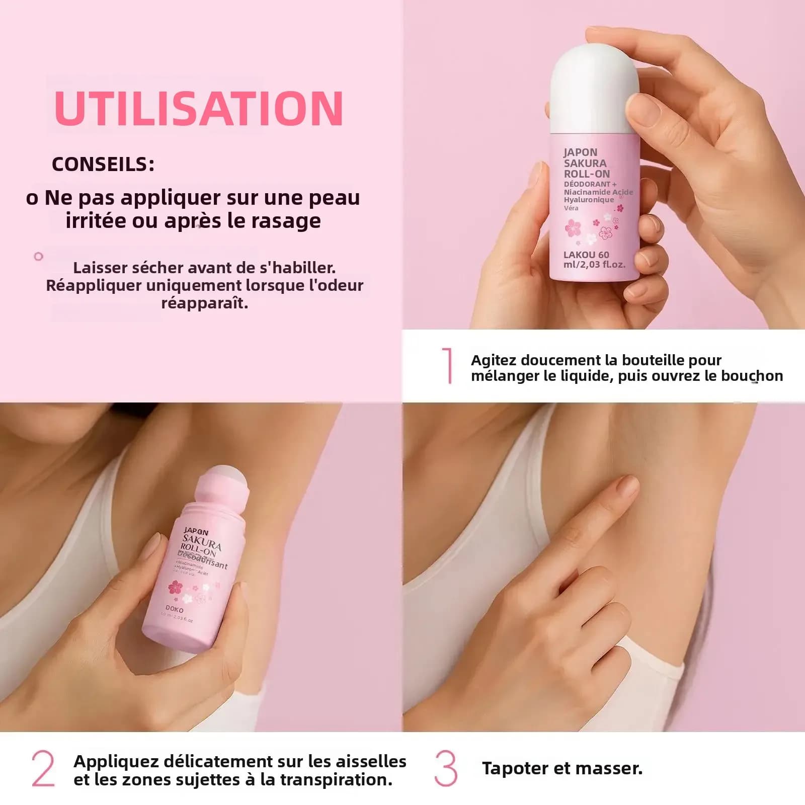 Déodorant japonais Sakura Roll On 60ml