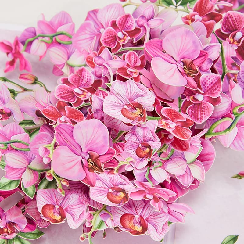 Cymbidium orchidées carte de voeux pop-up avec enveloppe fleurs carte postale cartes d'anniversaire florales cadeaux de saint valentin décoration de maison créative
