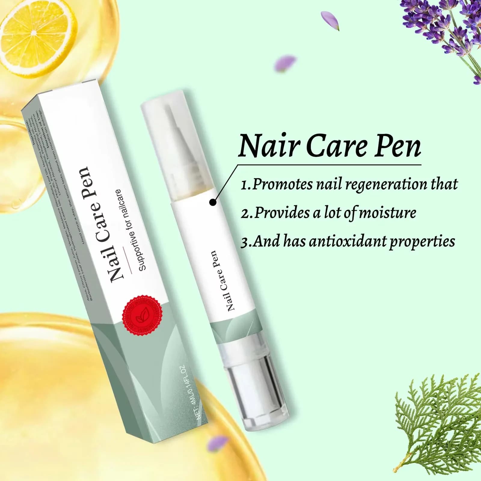 Stylo de soin des ongles de 4 ml – Renforcer, hydrate et répare les ongles secs, faibles avec formule antioxydante et huiles naturelles