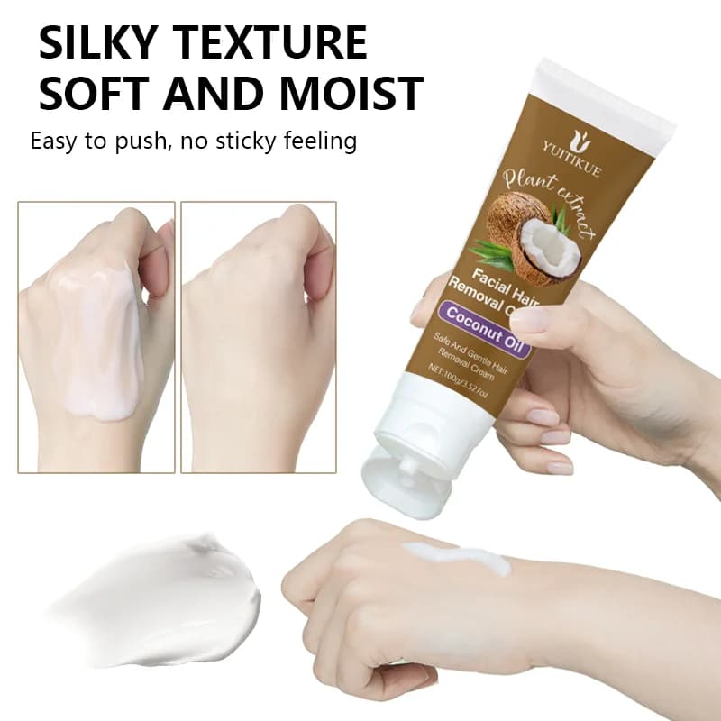 Le baume épilation à l'huile de coco 100g est doux et non irritant, adapté aux aisselles, aux lèvres, aux bras, aux jambes et aux zones intimes, avec