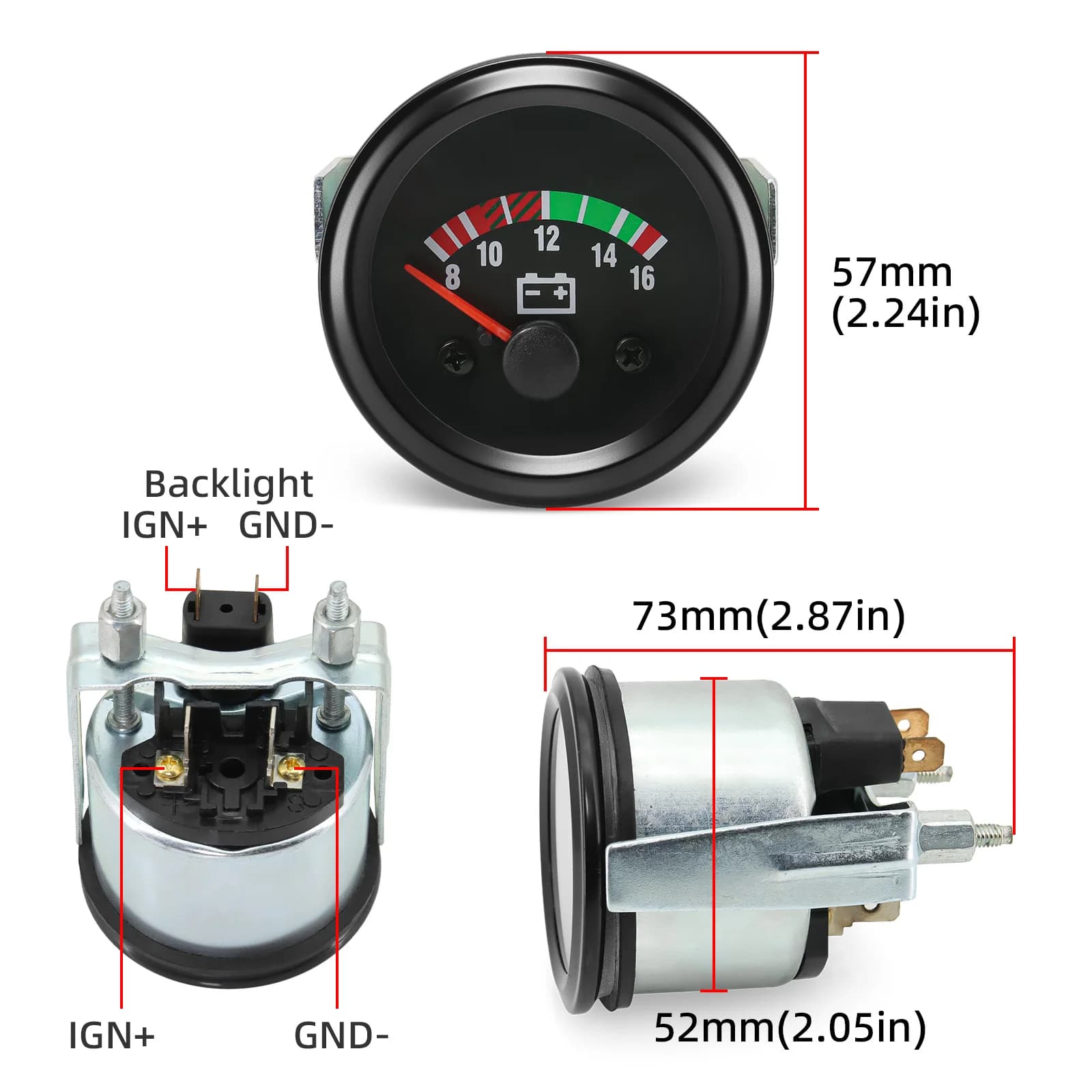 40-120 ℃   Température de l'eau/ 50-150 ℃   Température d'huile/0-10 Bar pression d'huile/8-16V, 18-32V voltmètre 52mm pointeur jauge de voiture