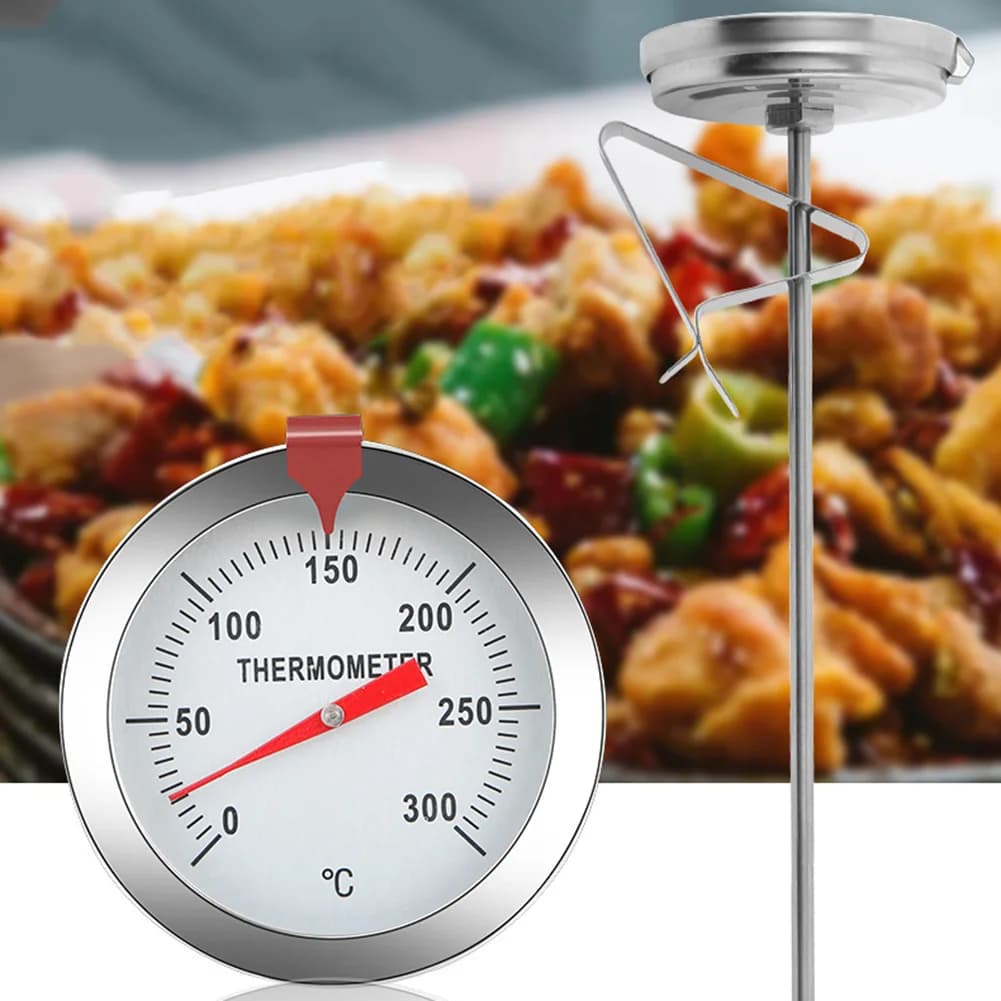 Thermomètre de cuisson en acier inoxydable avec pince pour friture