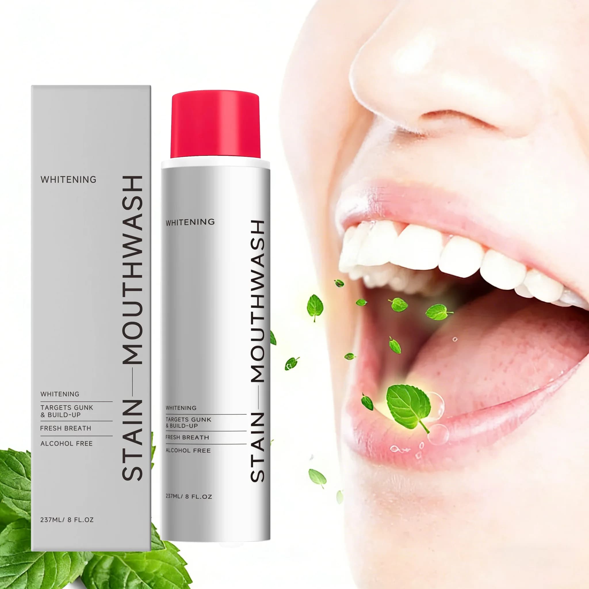 Bain de bouche Oral Fresh 237 ml – Élimination des odeurs buccales, Nettoyage dentaire, Soin d'hygiène buccale, Sans alcool, Rafraîchissant longue durée