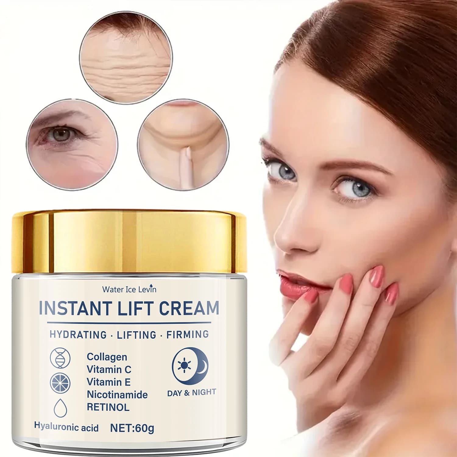 Crème raffermissante et liftante pour le visage - Riche en acide hyaluronique et en rétinol, resserre et lifte la peau, hydrate la peau, convient à tous les types de peau, produit de soin quotidien