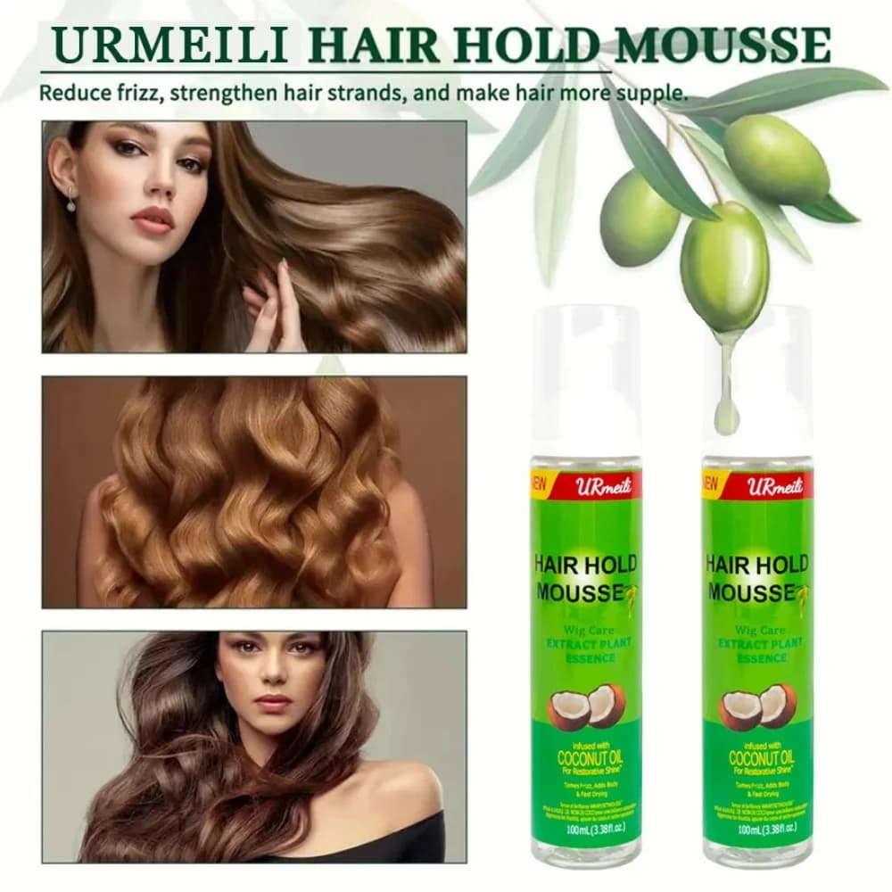 2025 Mousse de cheveux bouclés pour perruques forte tenue huile d'olive Mousse de coiffure Anti-frisottis Mousse de cheveux pour coiffer les cheveux femmes hommes
