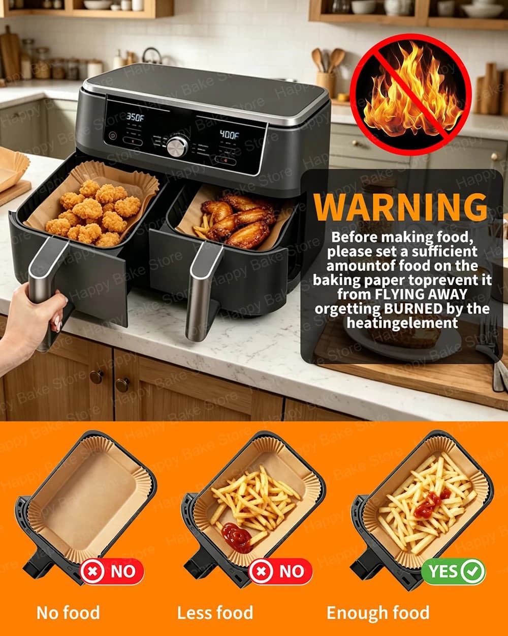 Papiers de cuisson jetables pour friteuse à air