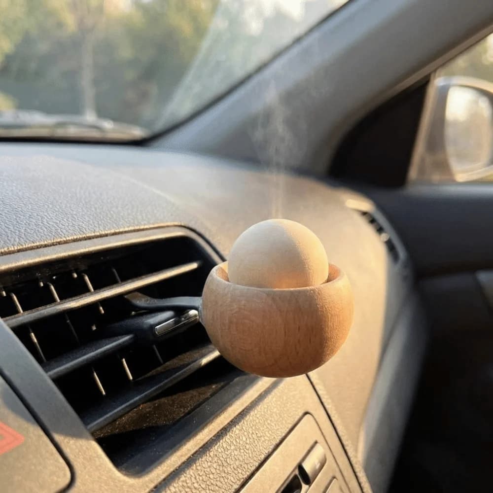 Diffuseur d'air frais pour voiture fait à la main en noyer noir naturel