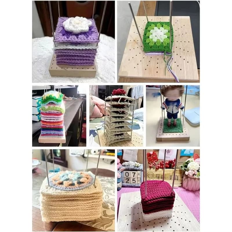 Planches de blocage au Crochet 20x20CM, tapis de blocage carré en bois pour tricot avec tige en acier inoxydable, accessoire de tissage, planche à tricoter