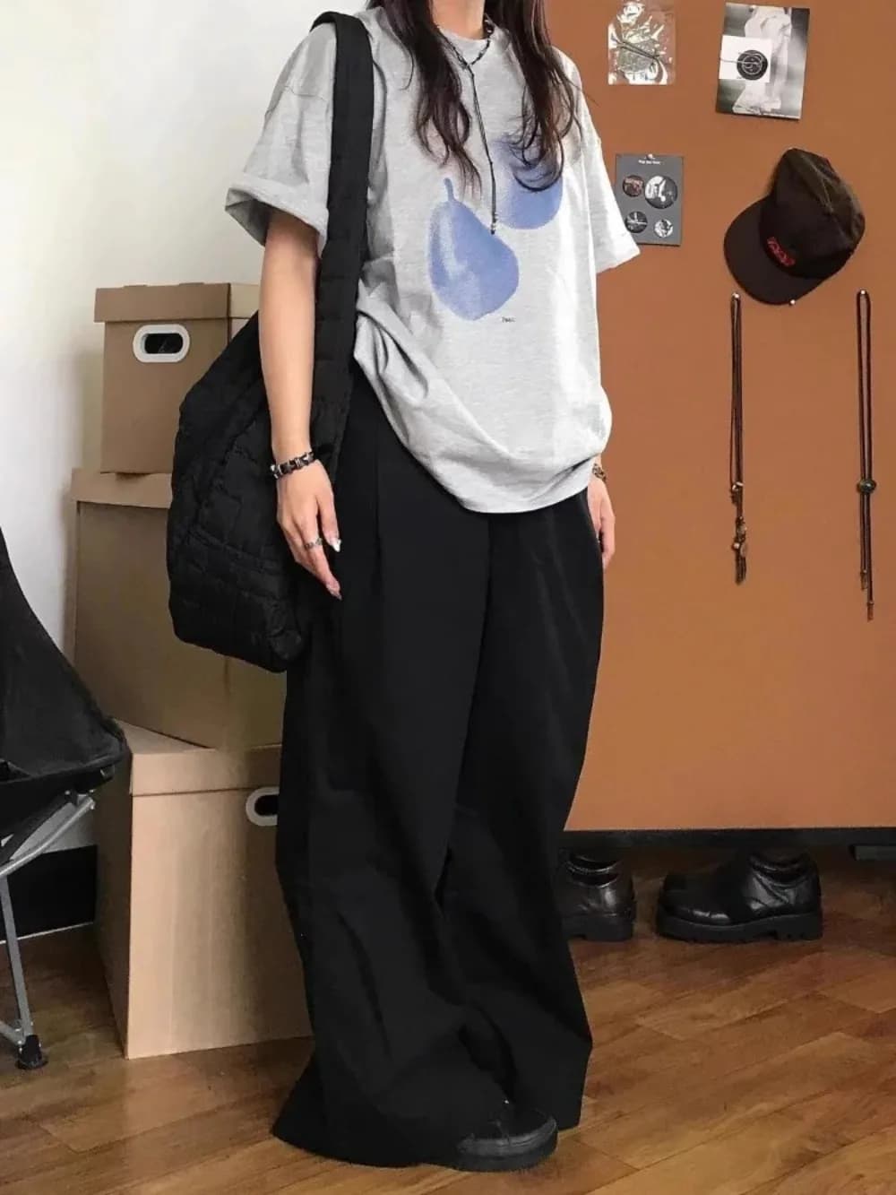 T-shirt pour femme imprimé fruits bleus, tendance rétro estivale, haut confortable décontracté à col rond et manches courtes